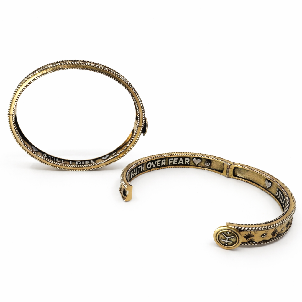 Faith Over Fear Still I Rise Affirmation Bangle Bracelet
