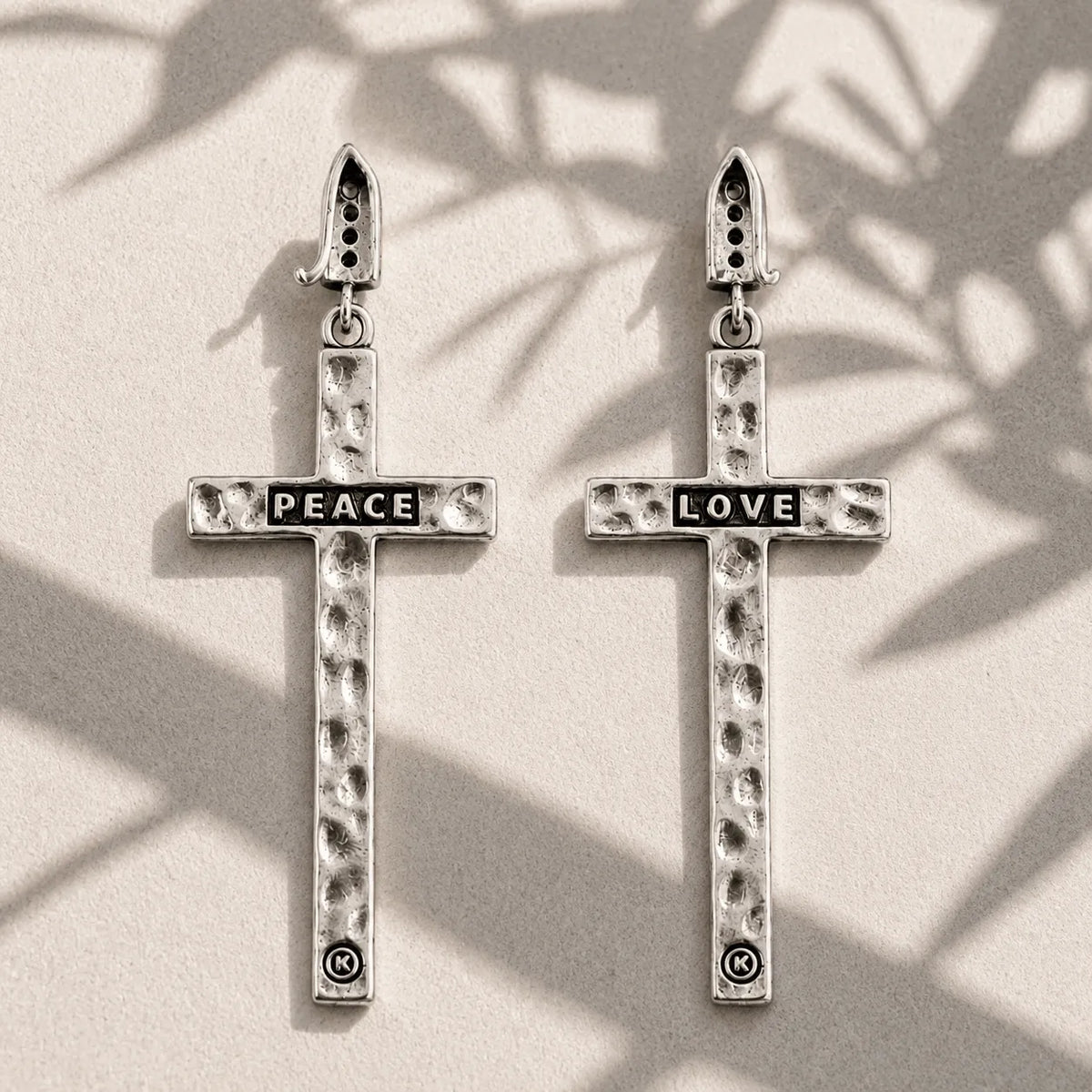 Peace & Love Black Cross Earrings