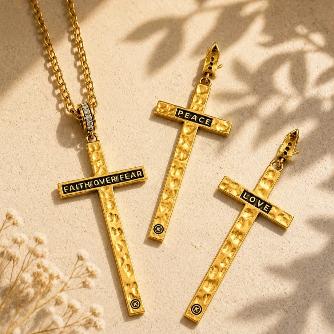 Peace & Love Black Cross Earrings