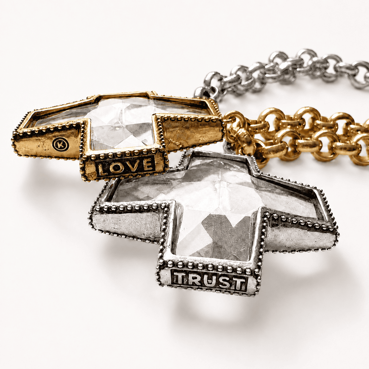 Crystal Cross Chunky Chain Necklace