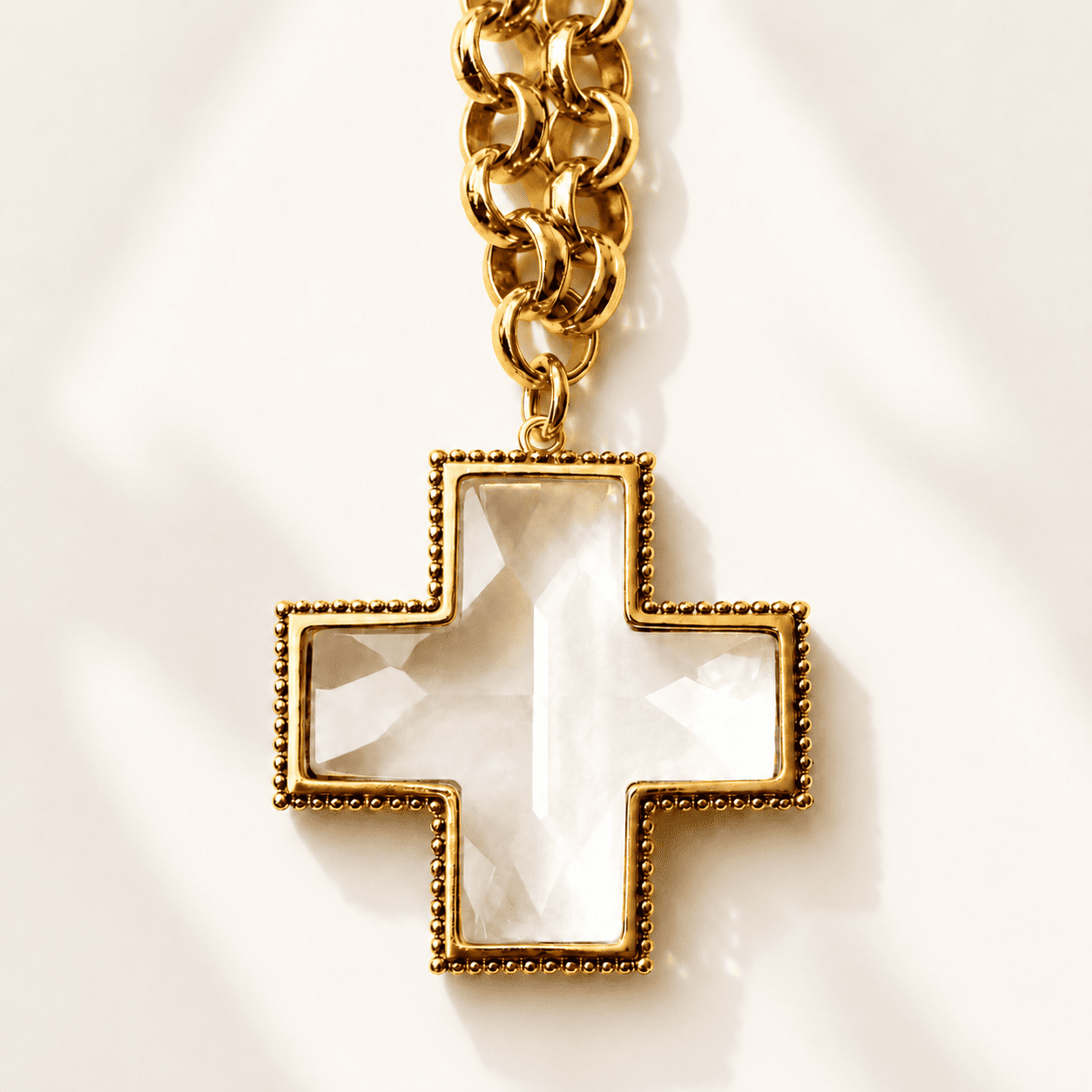 Crystal Cross Chunky Chain Necklace