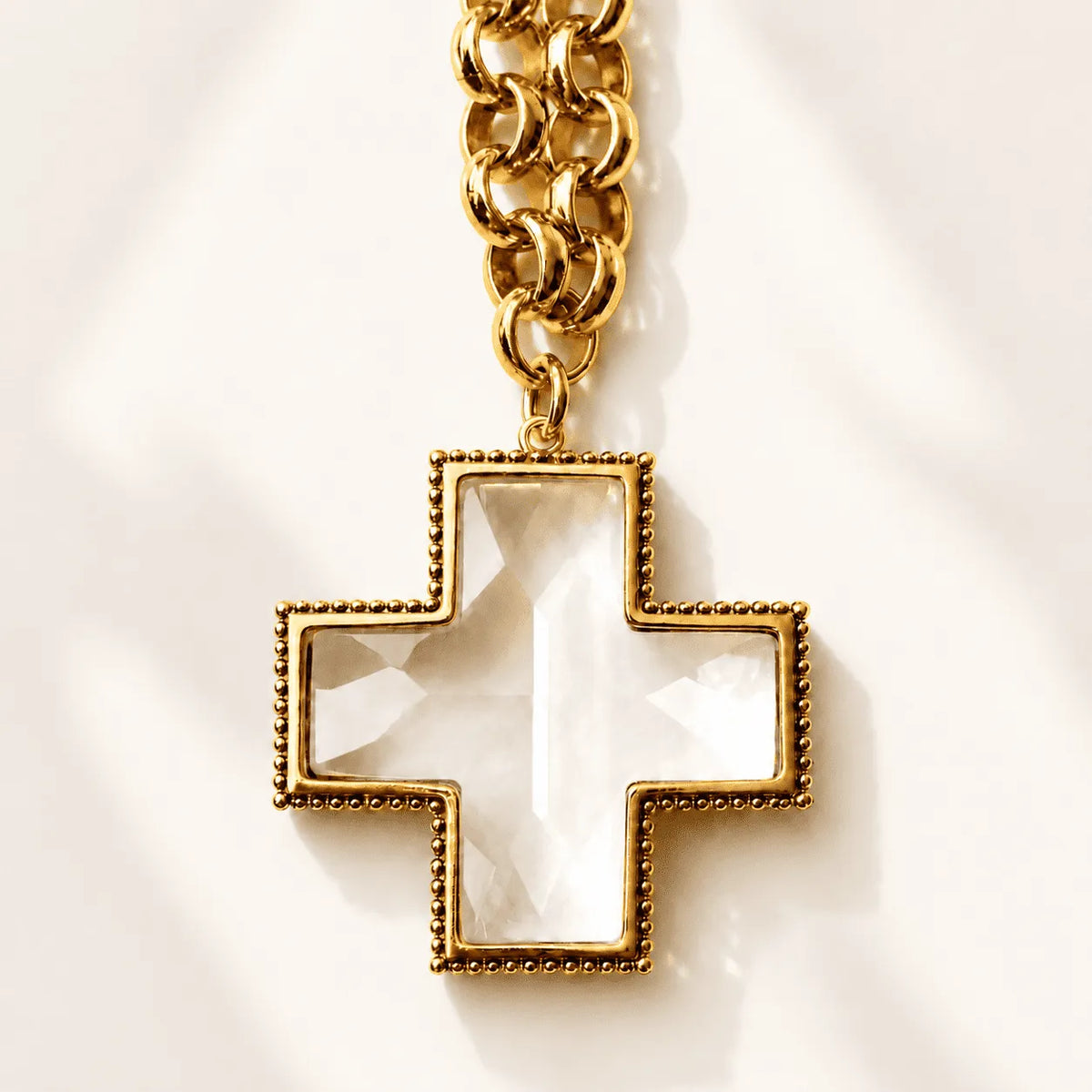 Crystal Cross Chunky Chain Necklace