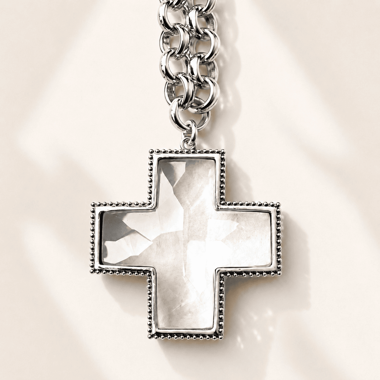 Crystal Cross Chunky Chain Necklace