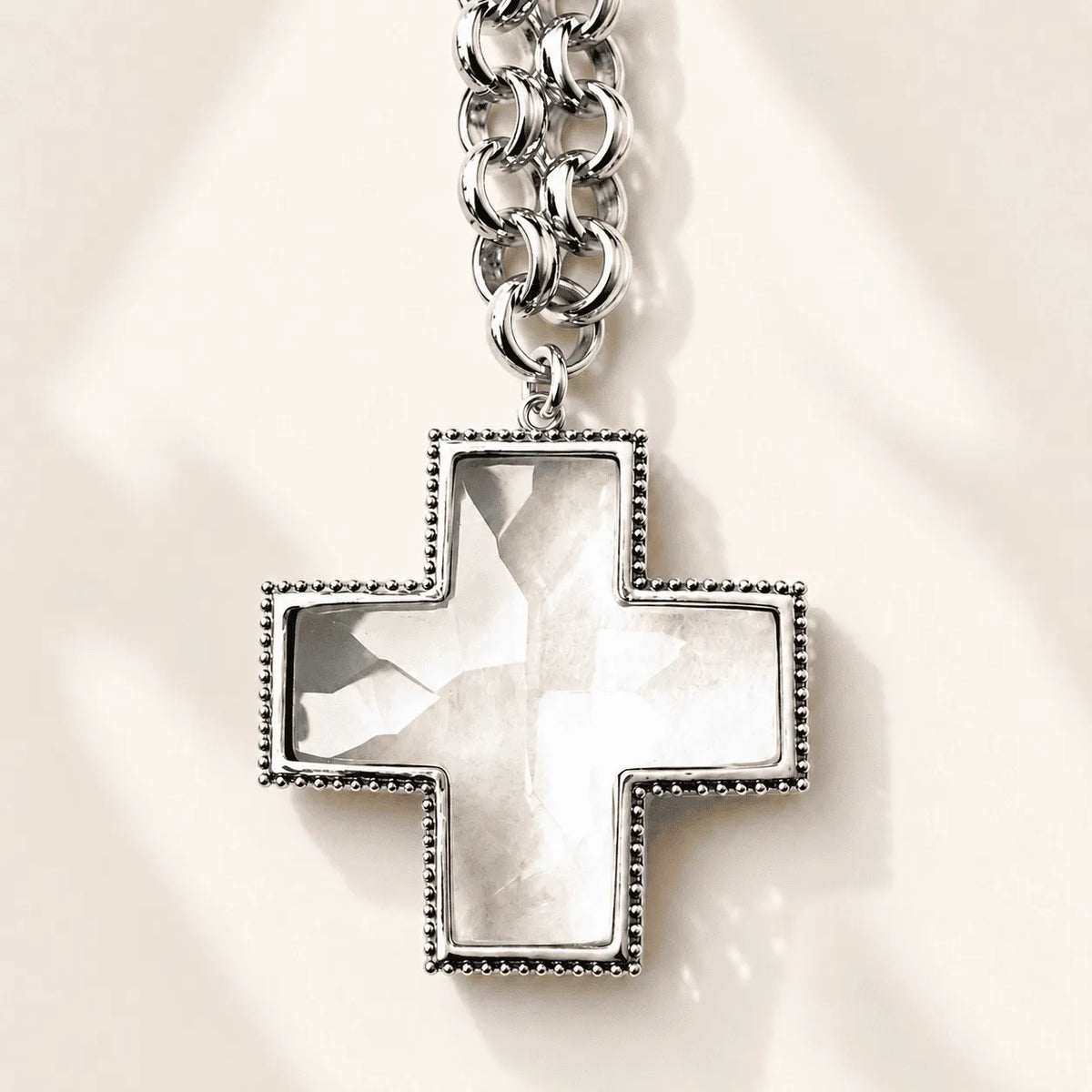 Crystal Cross Chunky Chain Necklace