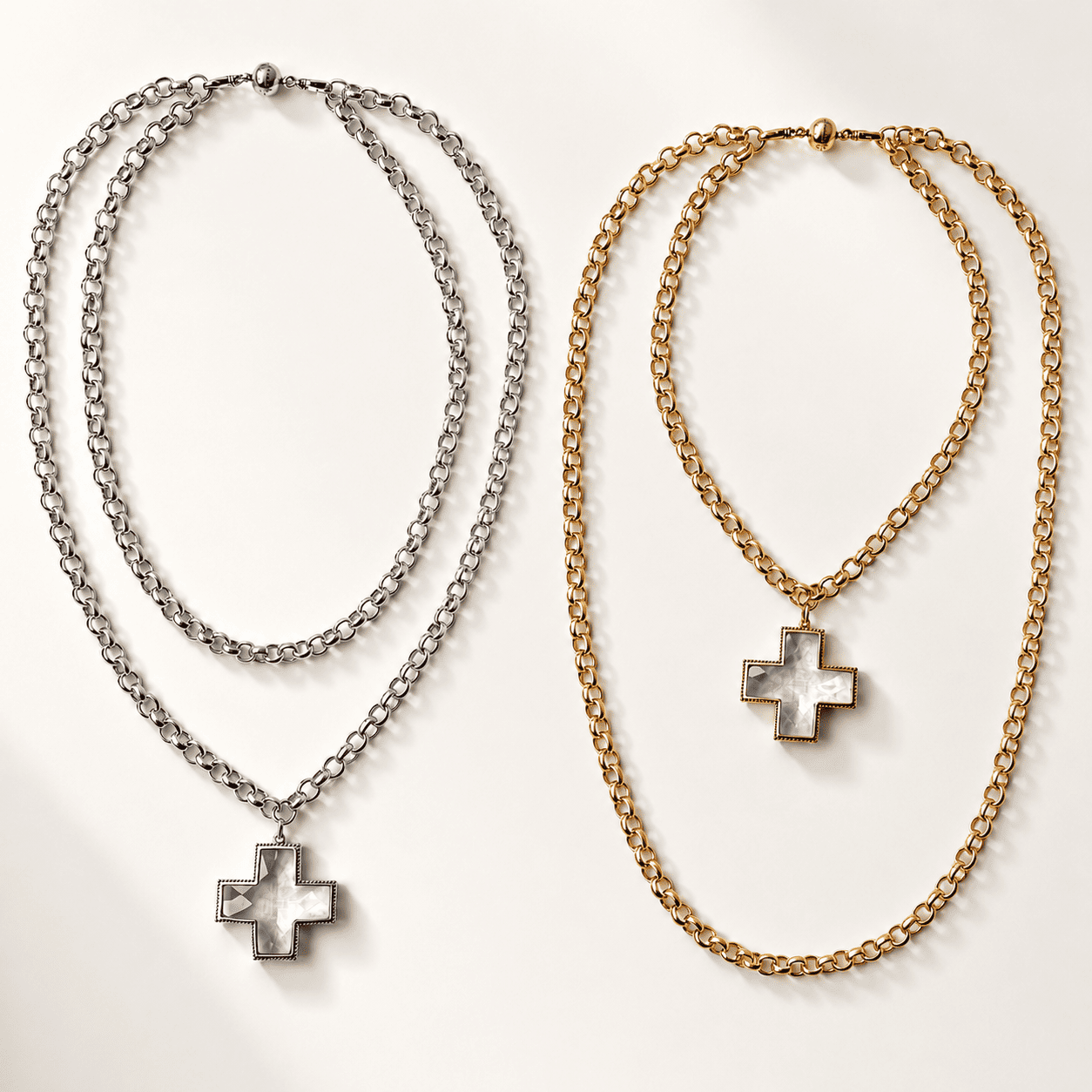 Crystal Cross Chunky Chain Necklace