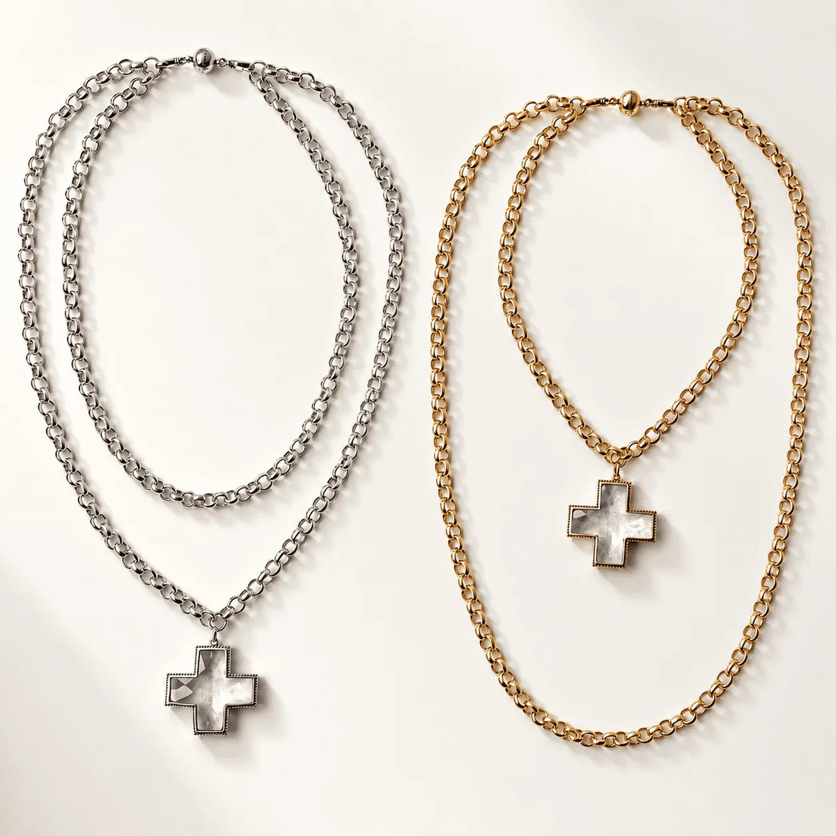 Crystal Cross Chunky Chain Necklace