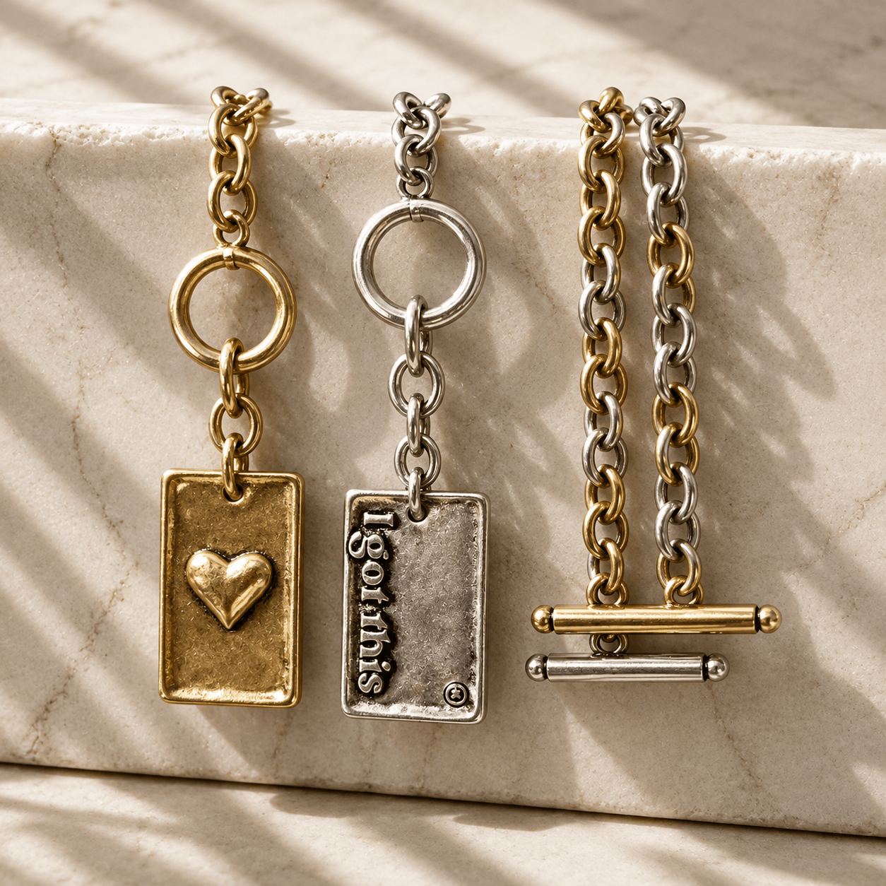 Choose Your Message Rectangle Pendant Chain Bracelet