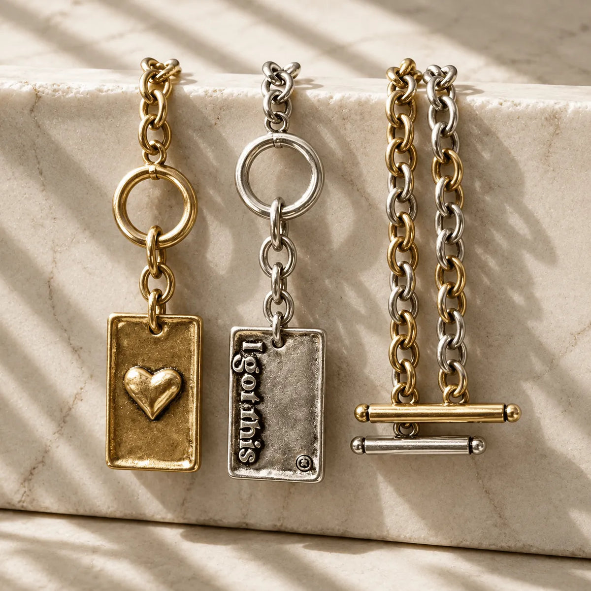 I Got This Rectangle Pendant Chain Bracelet