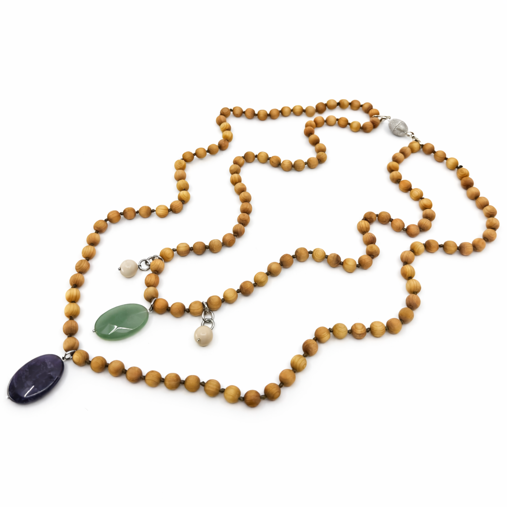 Natural Wood Layering Necklace