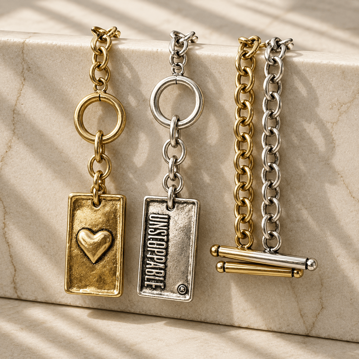 Choose Your Message Rectangle Pendant Chain Bracelet