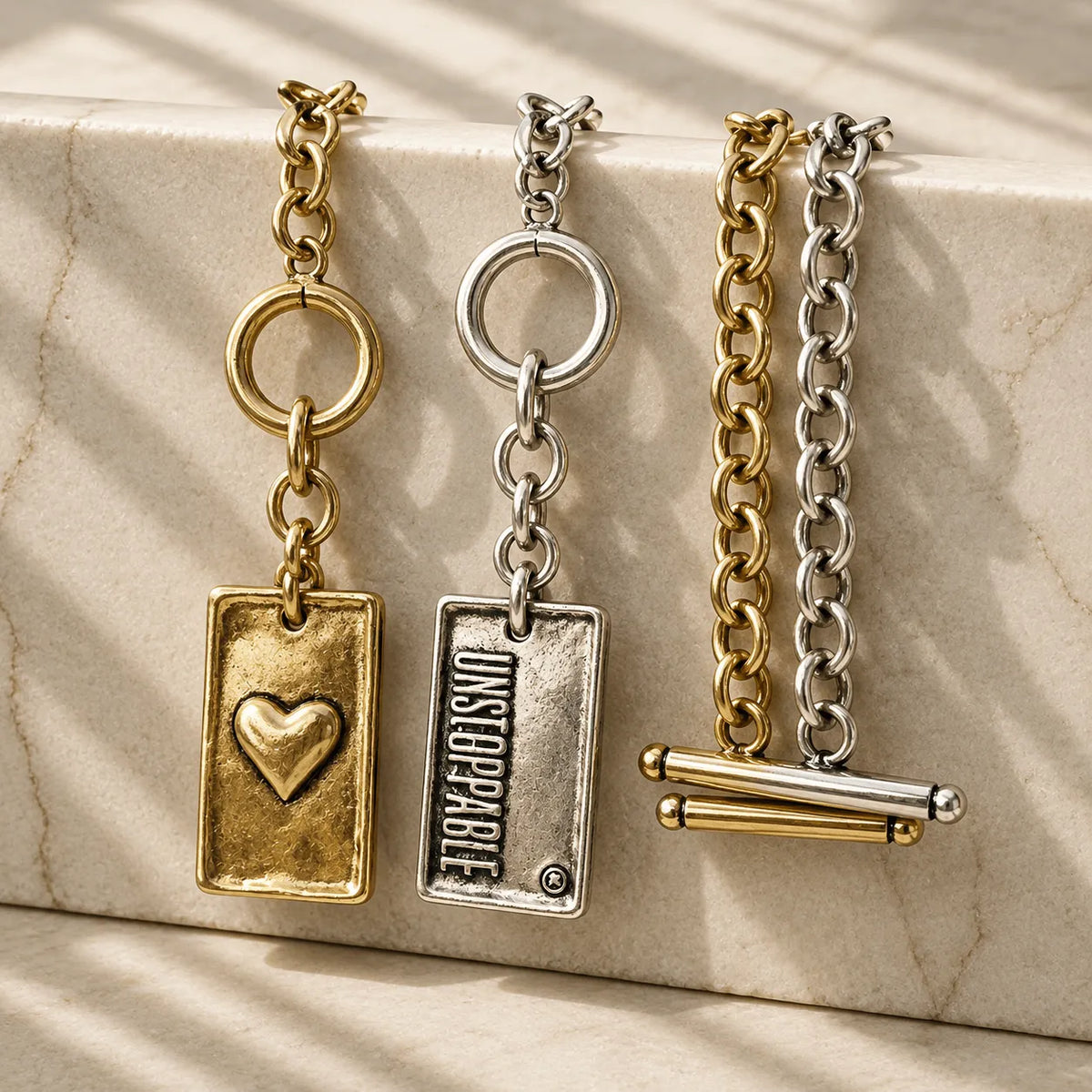 Unstoppable Rectangle Pendant Chain Bracelet