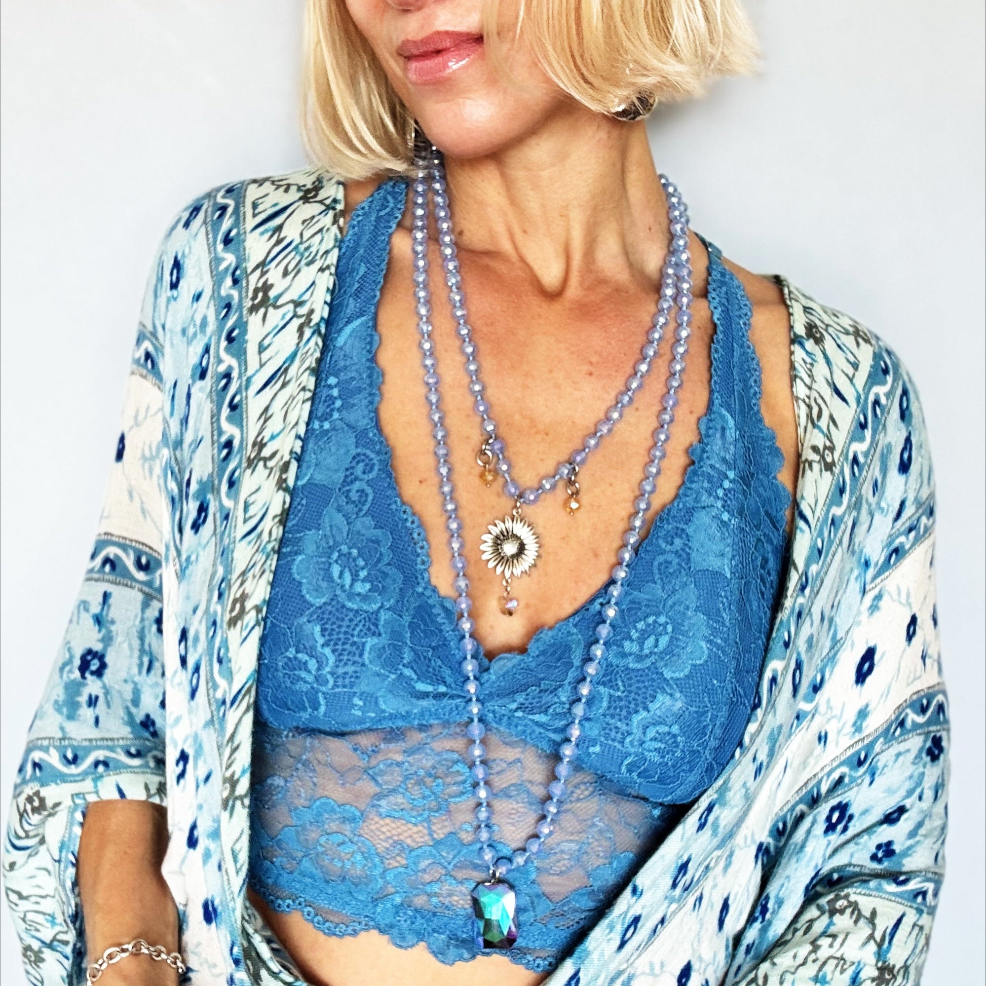 You Do You Sunflower Crystal Beaded Necklace