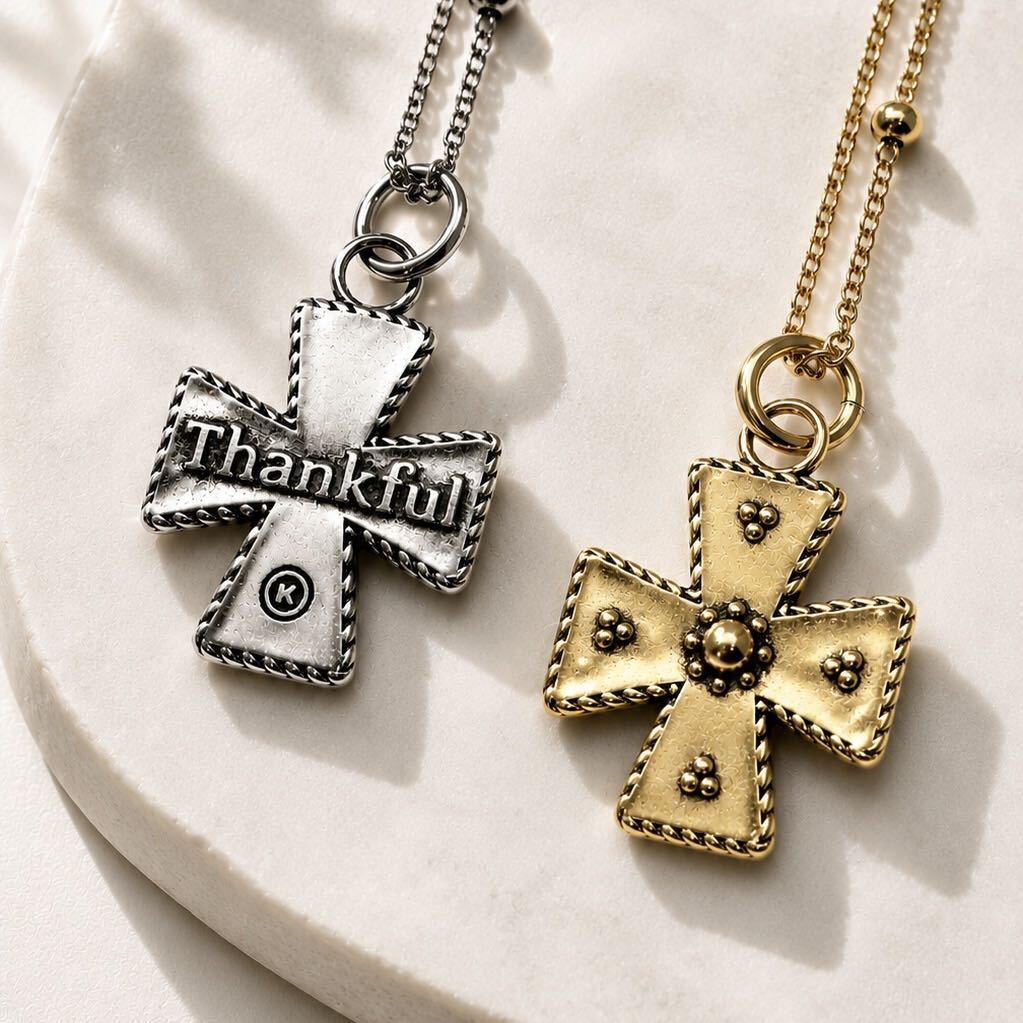 Thankful Modern Cross Dainty Necklace
