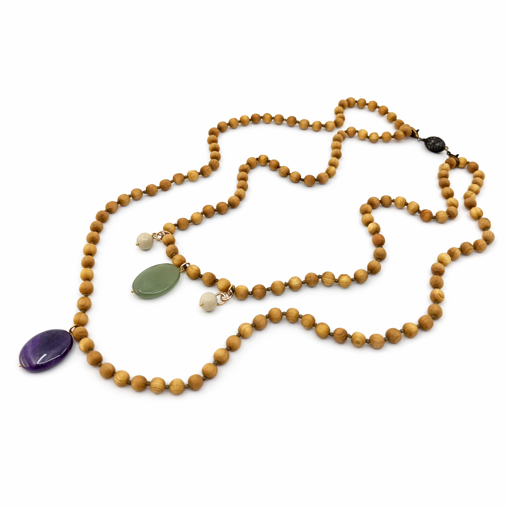 Natural Wood Layering Necklace