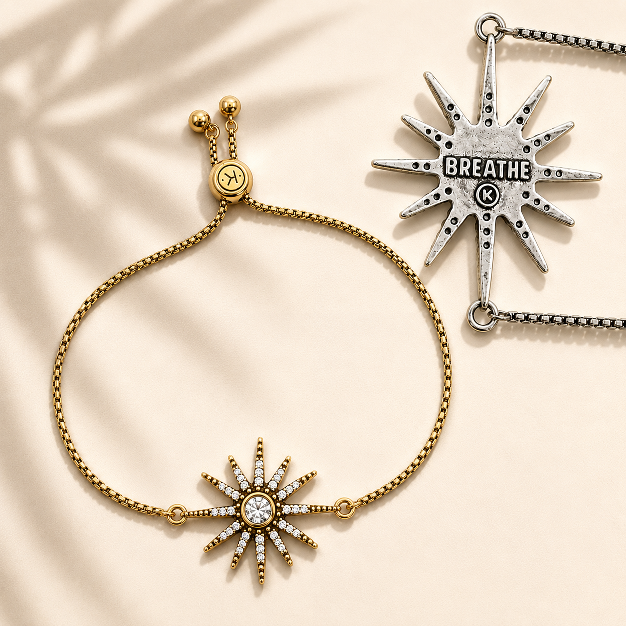 Breathe Crystal Starburst Adjustable Chain Bracelet