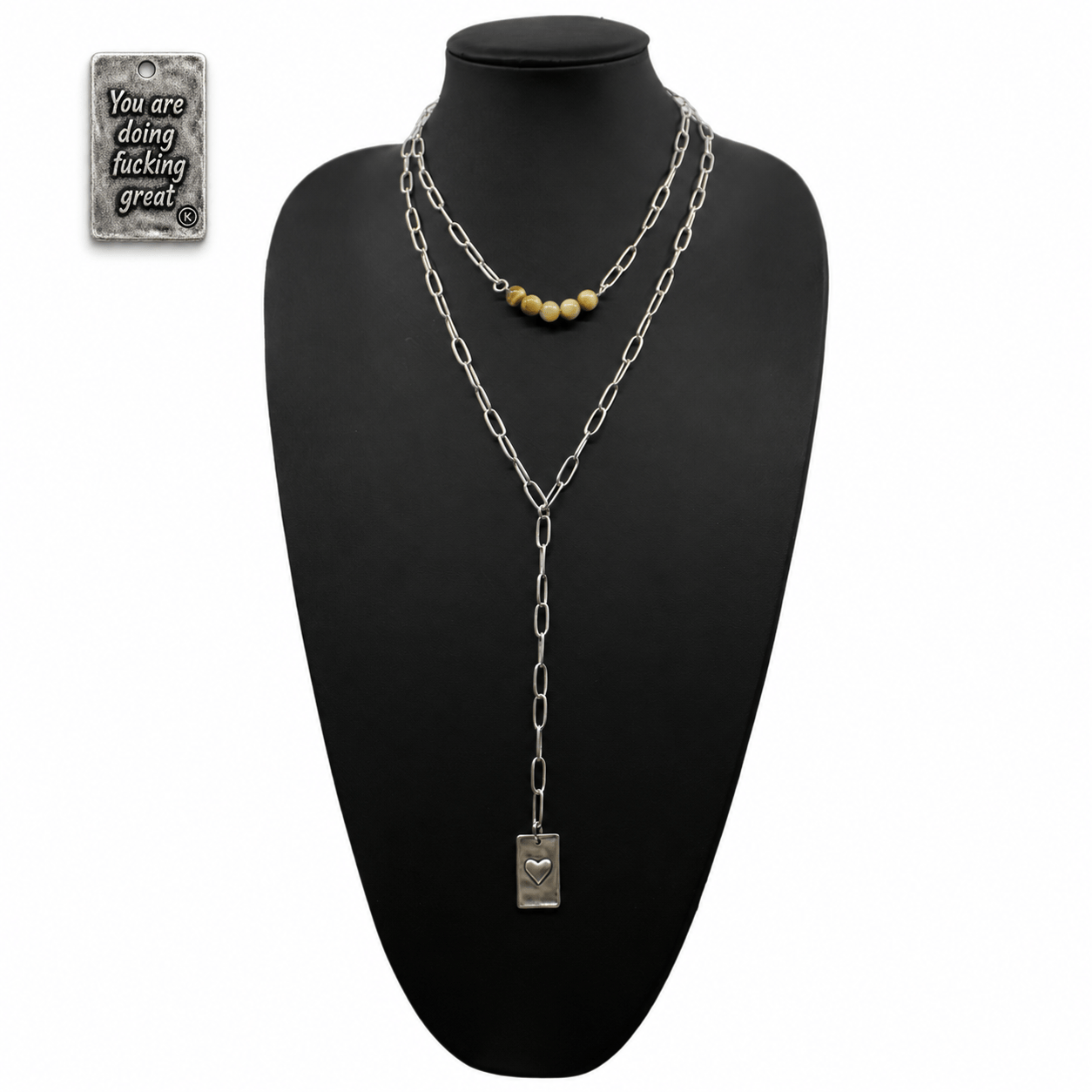 You Are Doing F*cking Great Heart Lariat Necklace