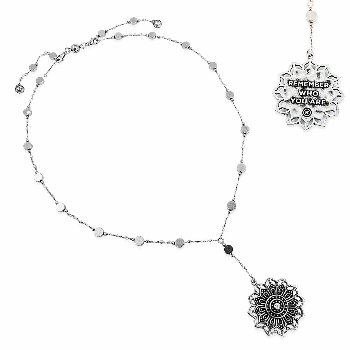 Remember Who You Are Flower Mandala Drop Choker Necklace