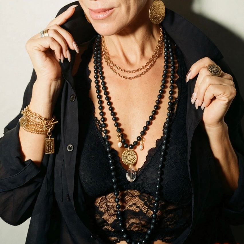 I am Pretty F*cking Awesome Black Howlite Long Chain Fusion Necklace