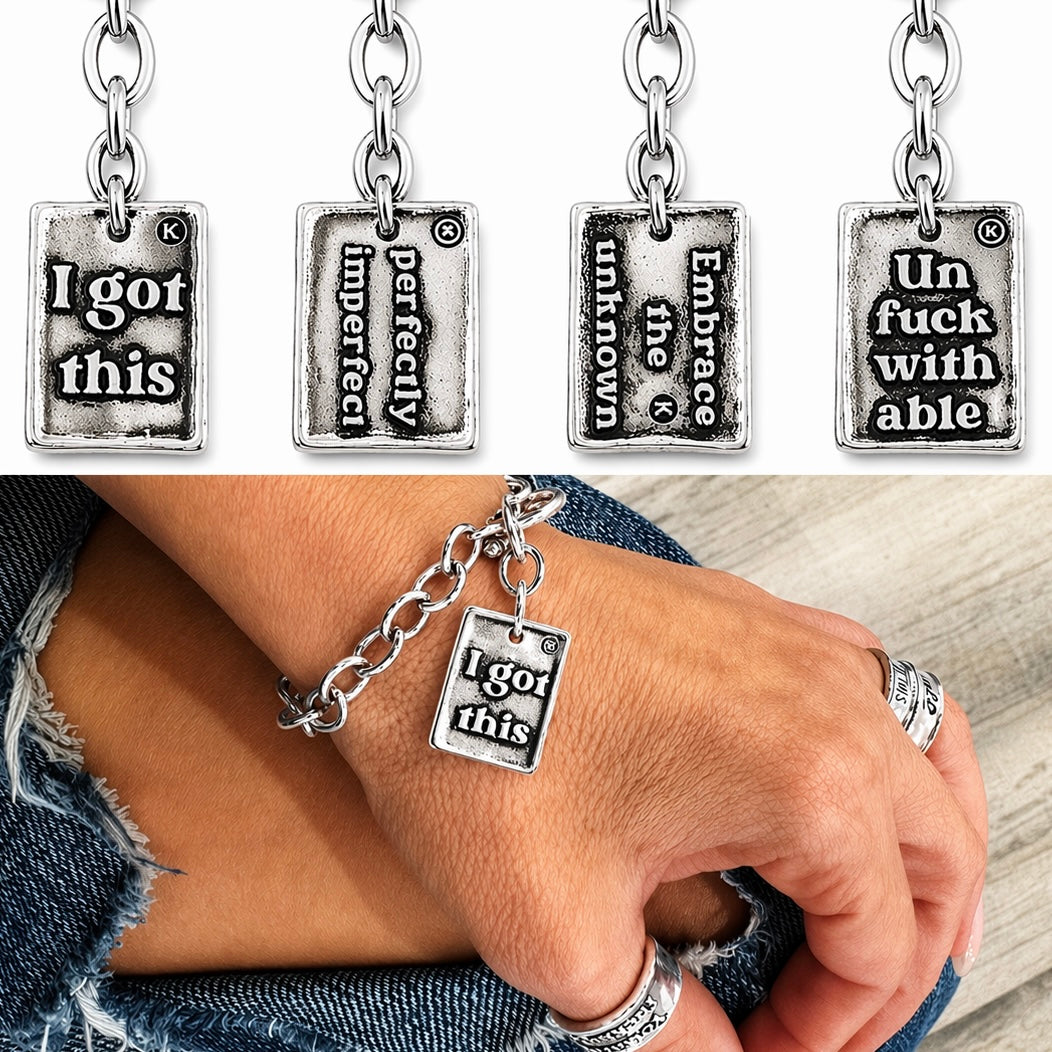 Choose Your Message Square Pendant Chain Bracelet