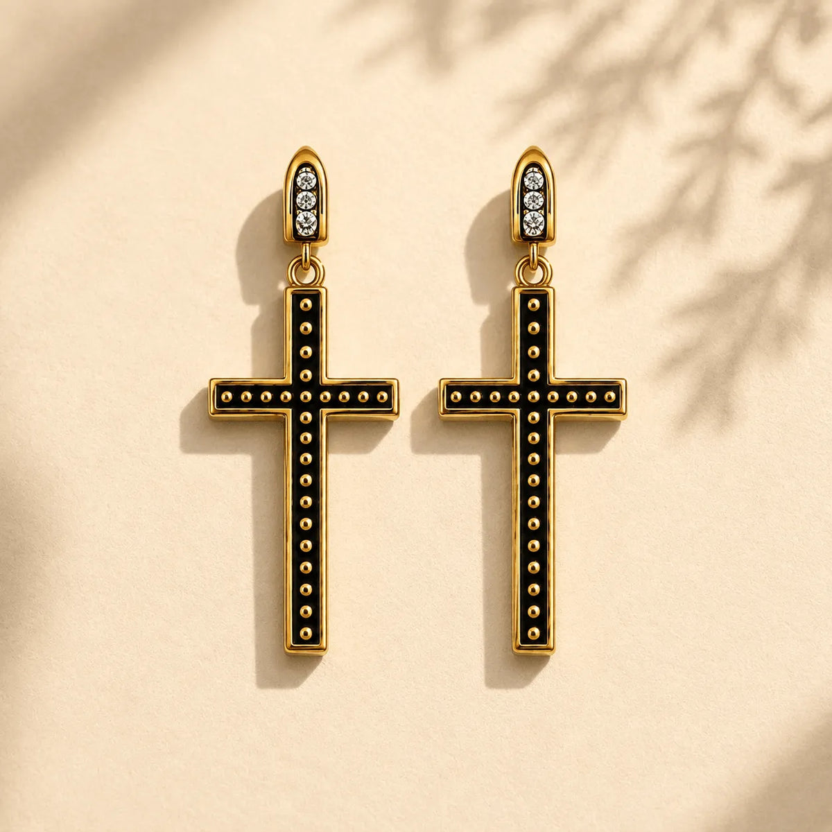 Peace & Love Black Cross Earrings