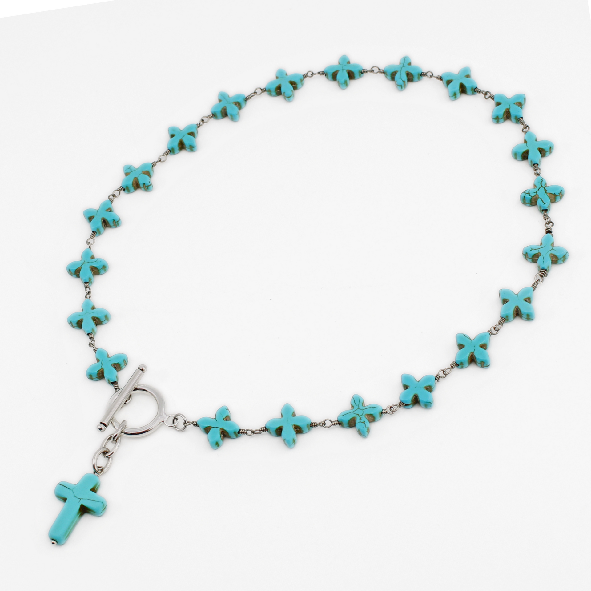 Howlite Cross Rosary Choker Limited Edition Necklace – Katia Designs