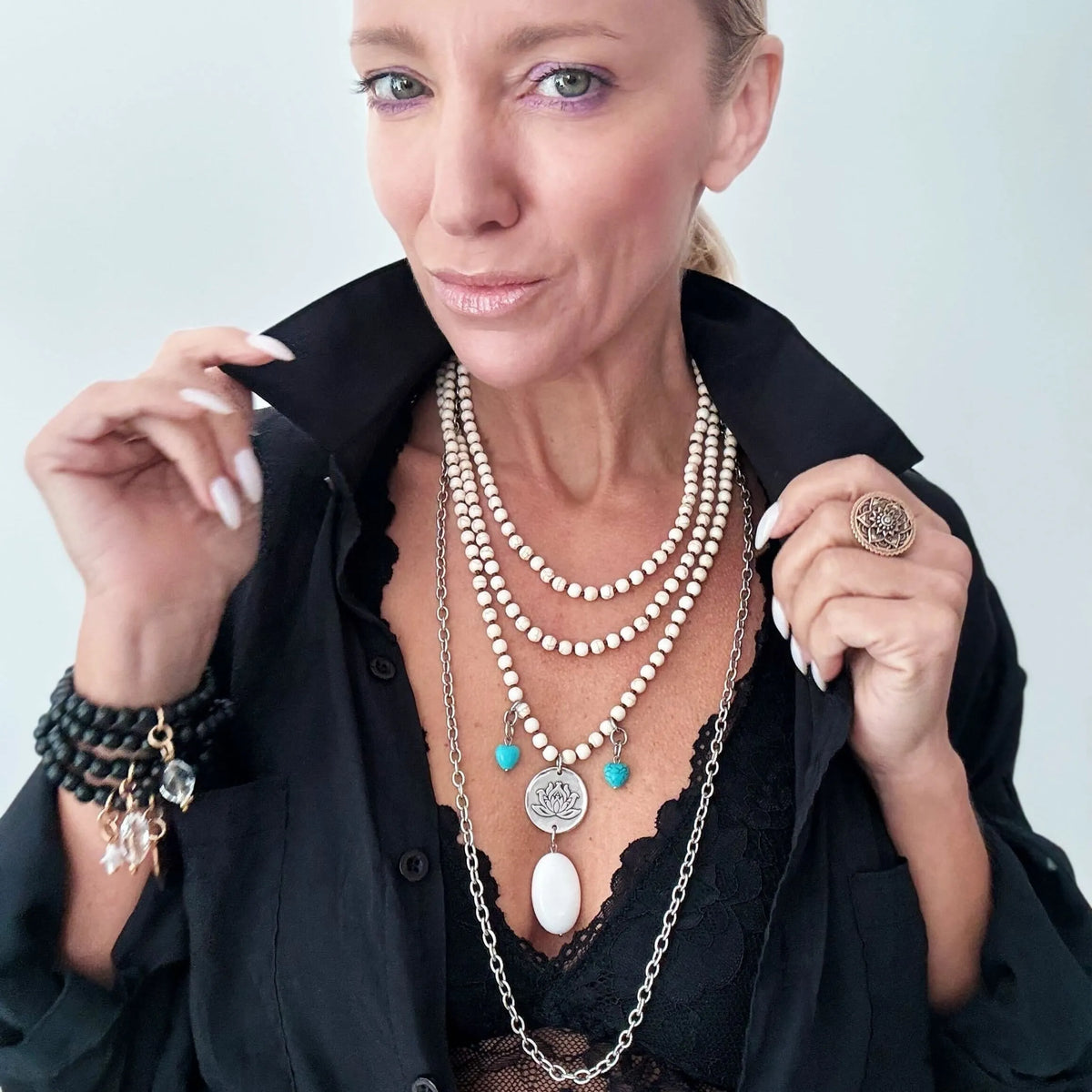 Just Breathe Lotus Long Chain Fusion Necklace