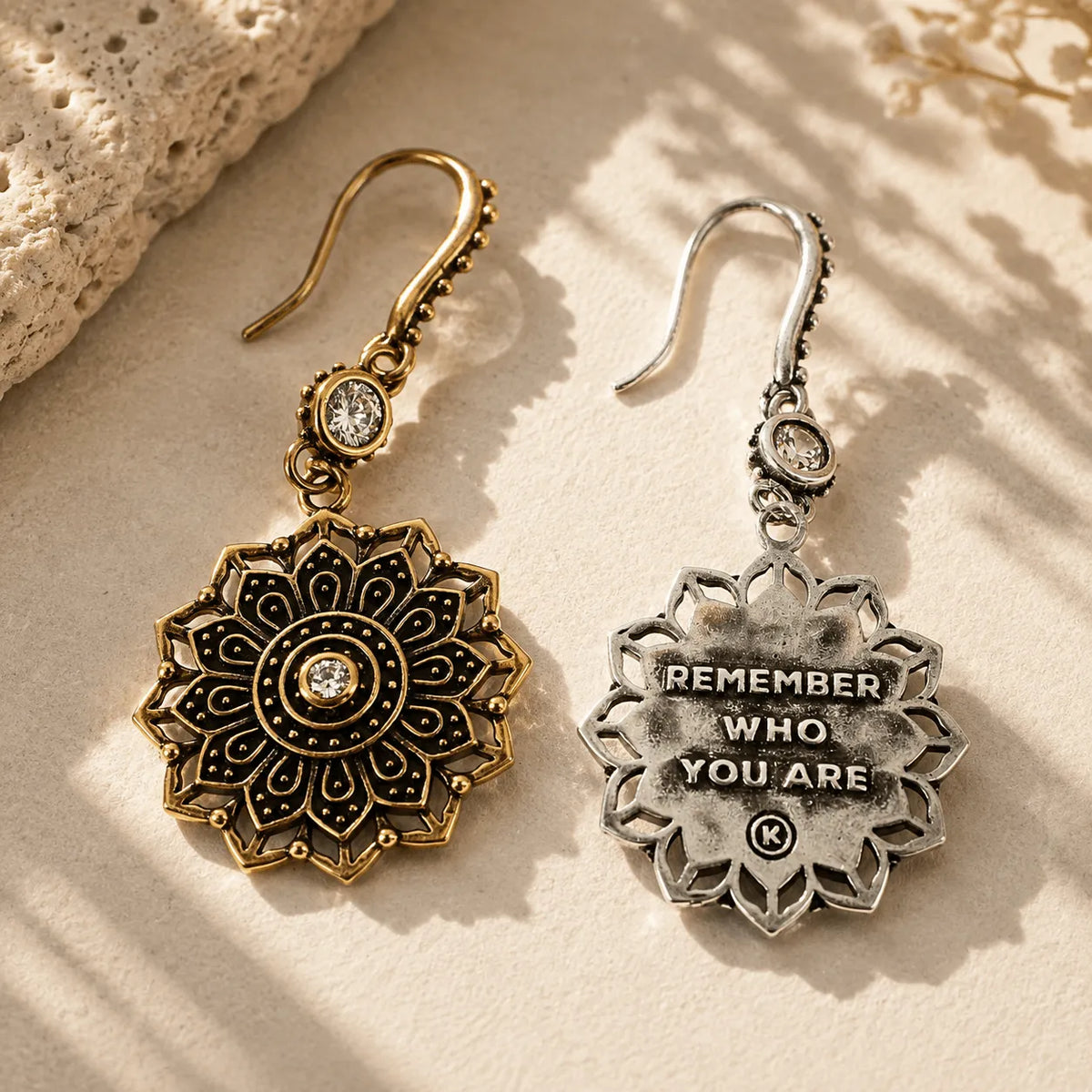Remember Who You Are Flower Mandala Drop Earrings