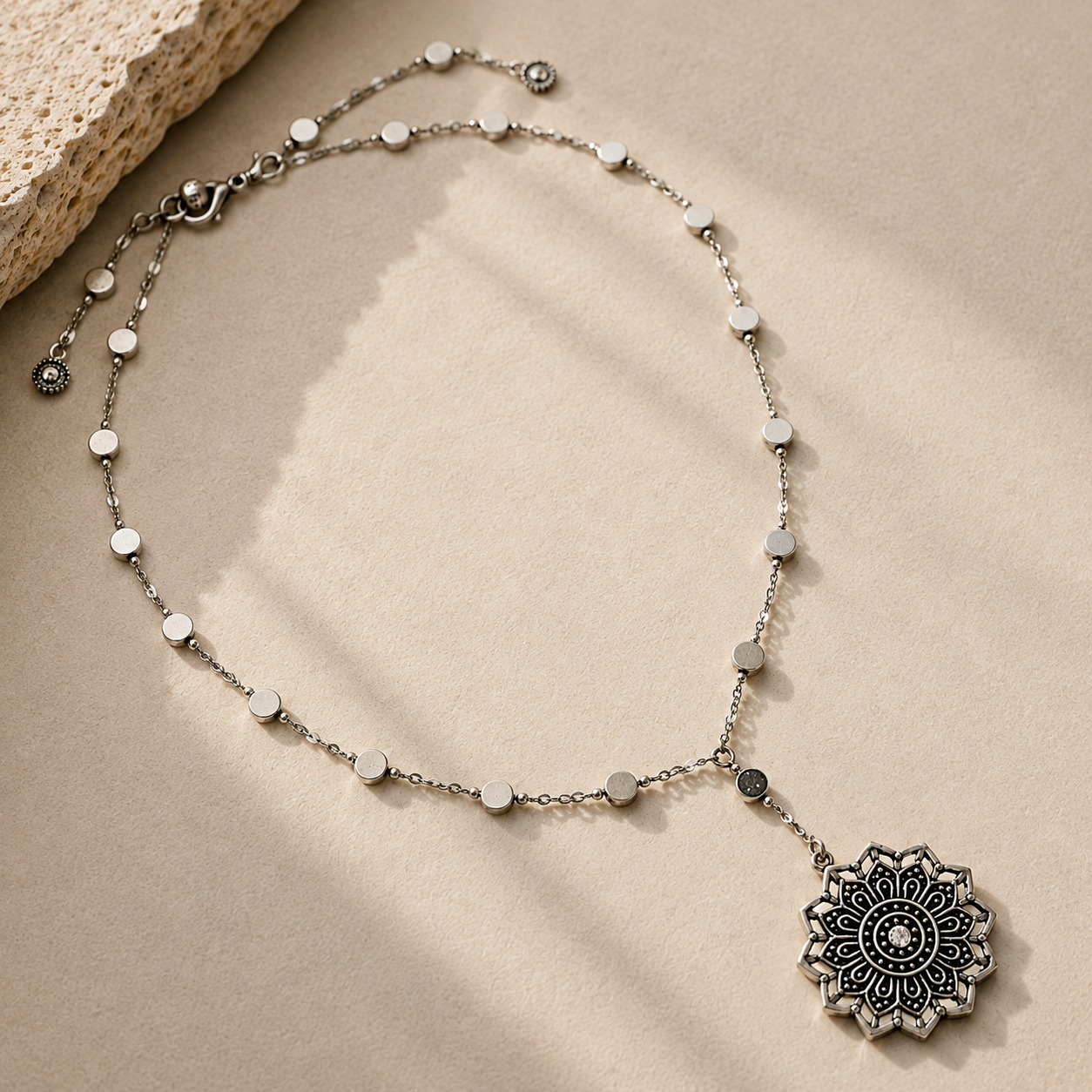 Remember Who You Are Flower Mandala Drop Choker Necklace