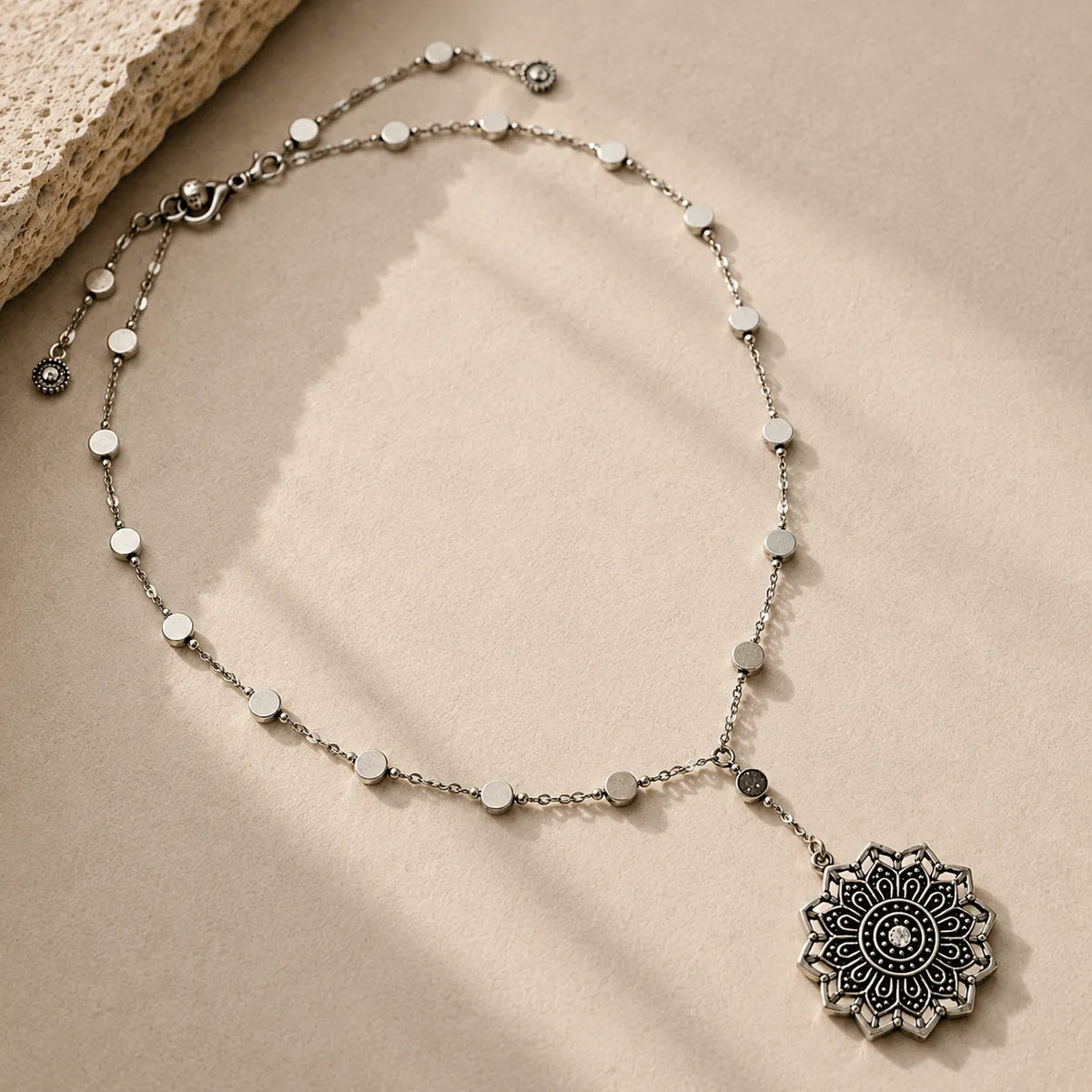 Remember Who You Are Flower Mandala Drop Choker Necklace