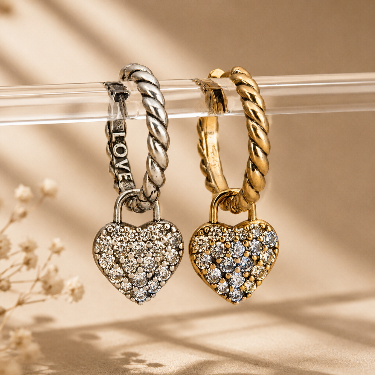 Love Forever Pavé Heart Huggie Earrings