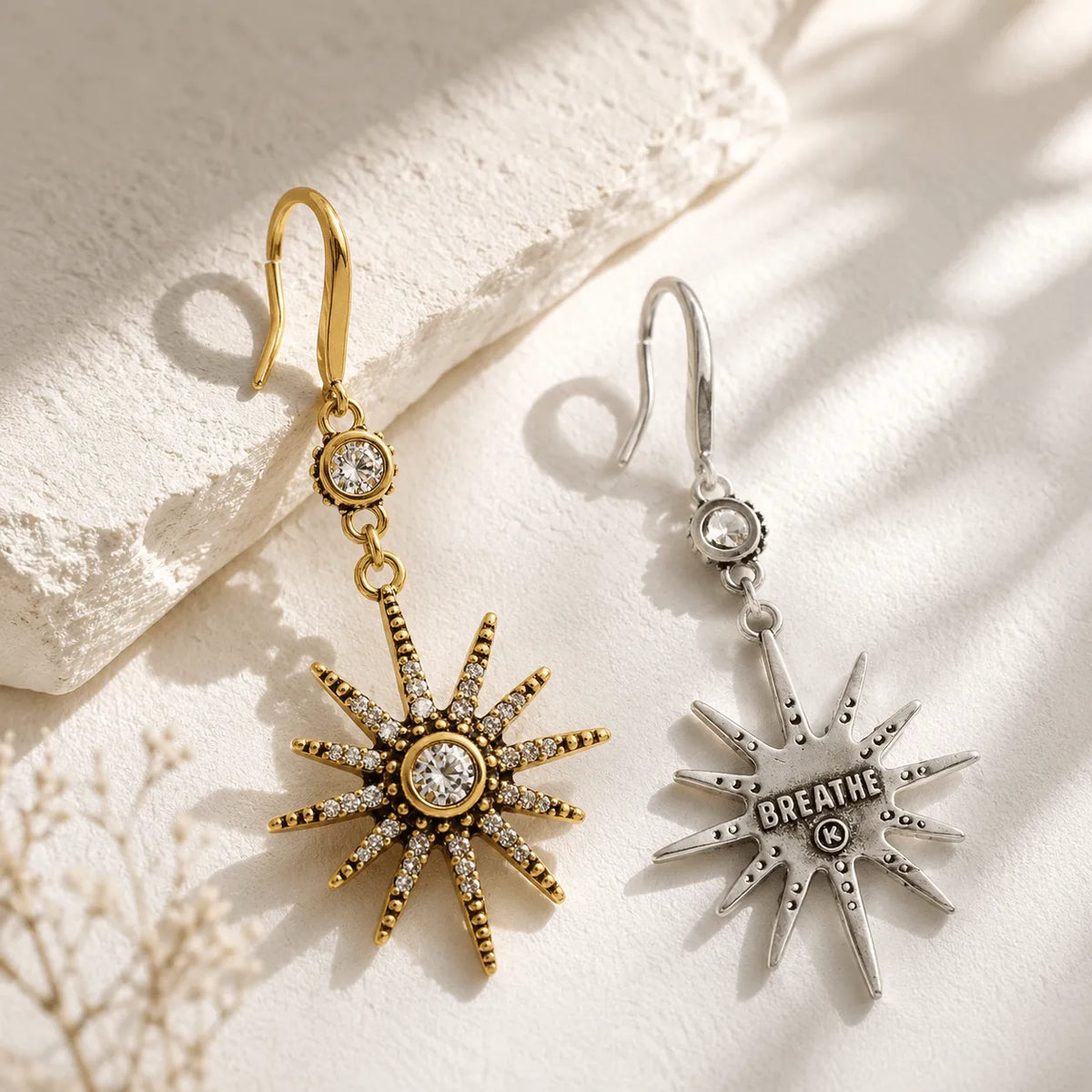 Breathe Crystal Starburst Drop Earrings