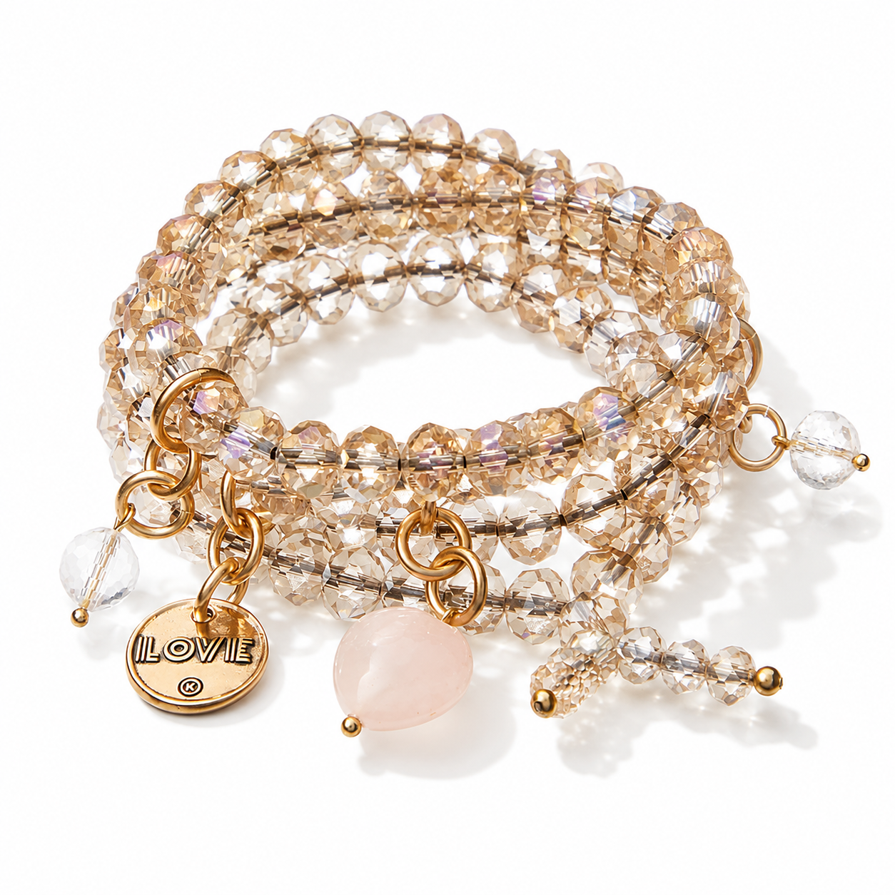 Love Heart Crystal Boho Wrap Bracelet/Necklace