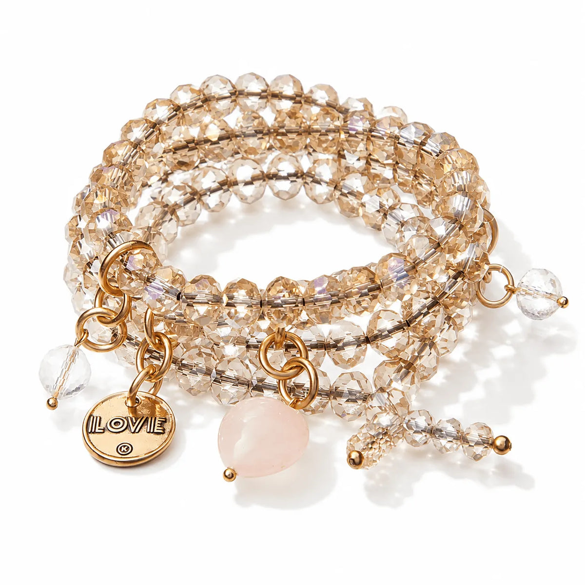 Love Heart Crystal Boho Wrap Bracelet/Necklace