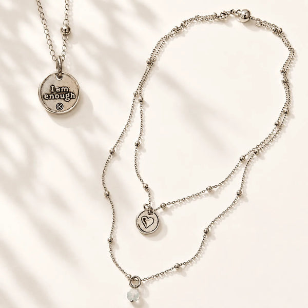 I Am Enough Heart Dainty Necklace
