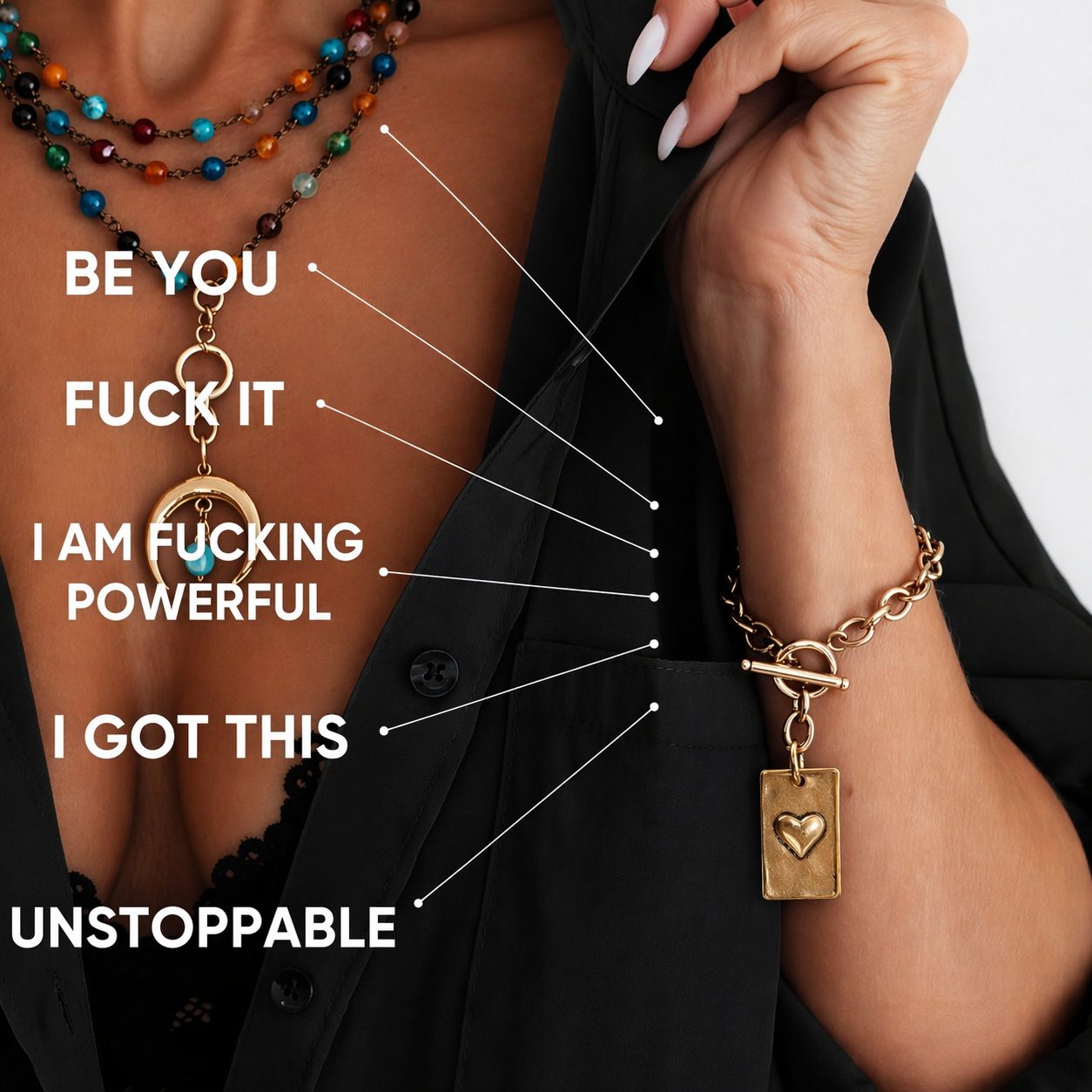 Choose Your Message Rectangle Pendant Chain Bracelet