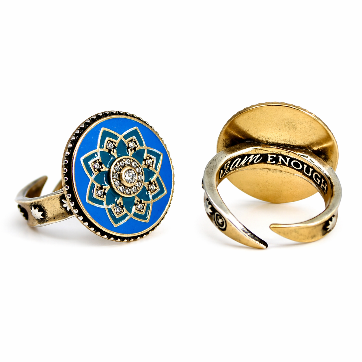 I Am Enough Mandala Adjustable Ring