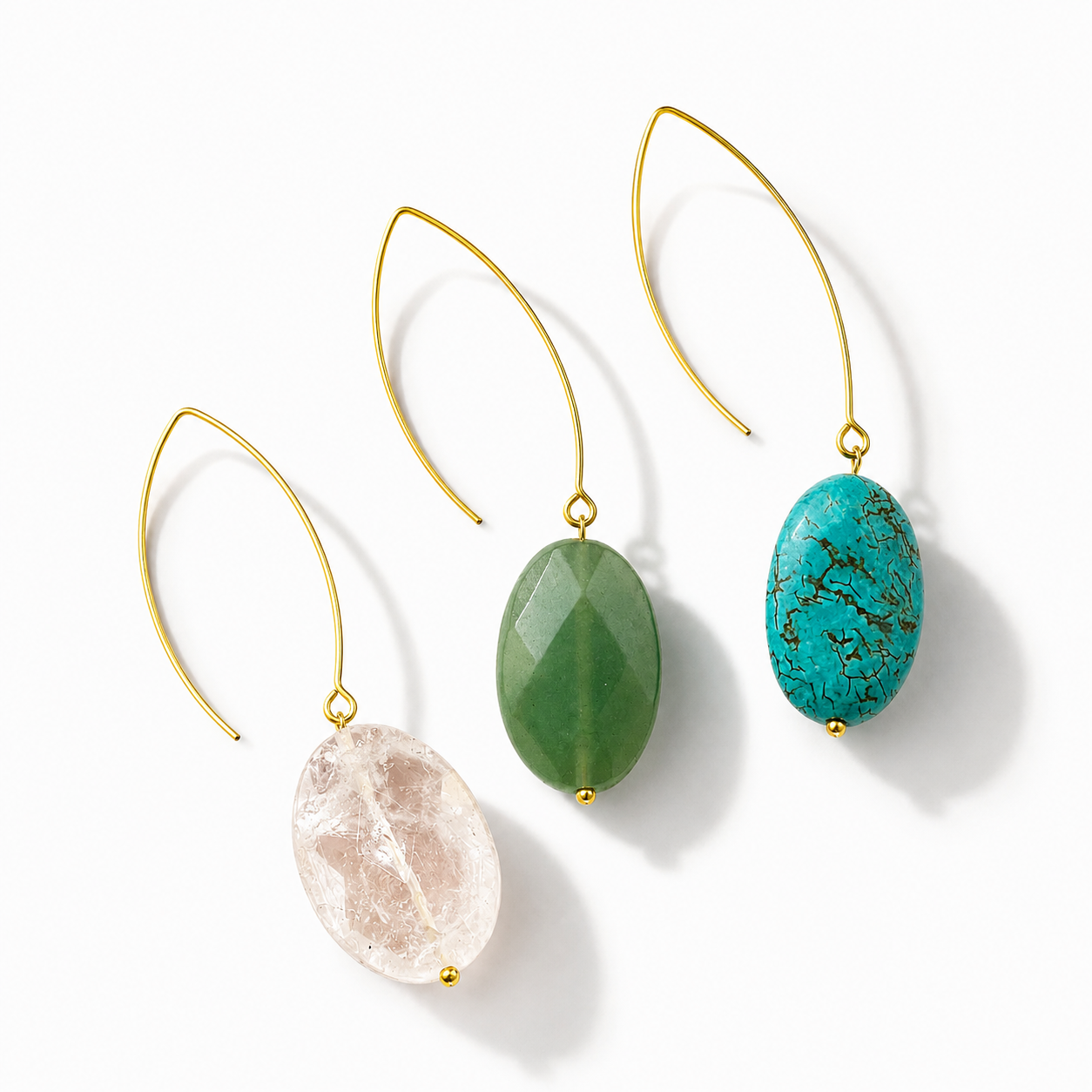 Large Stone Drop Earrings