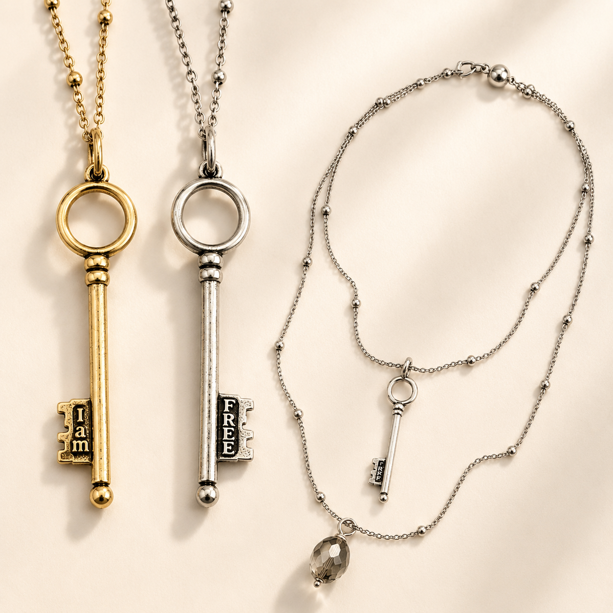 I Am Free Key Dainty Necklace