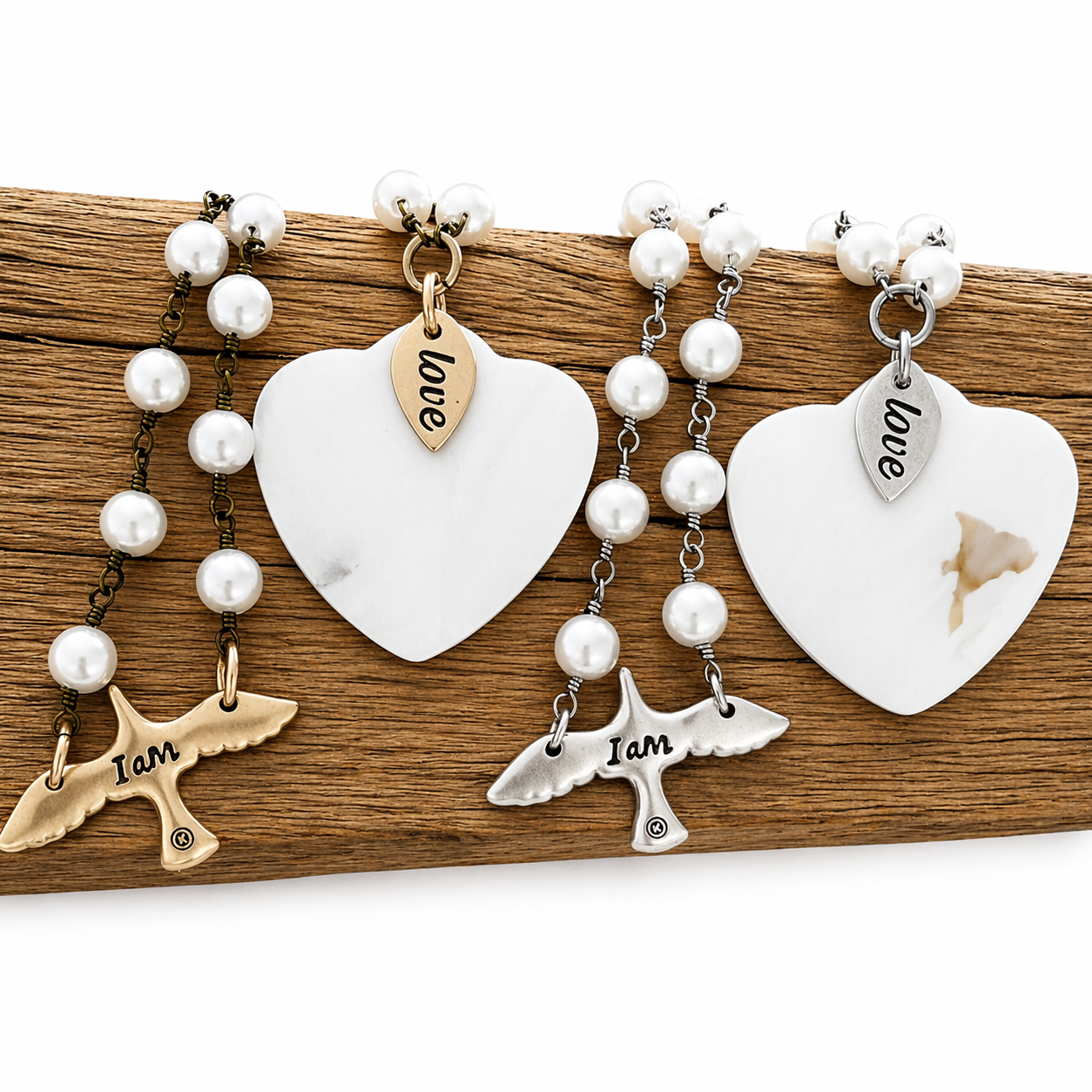 I Am Love Bird Long Rosary Chain Necklace