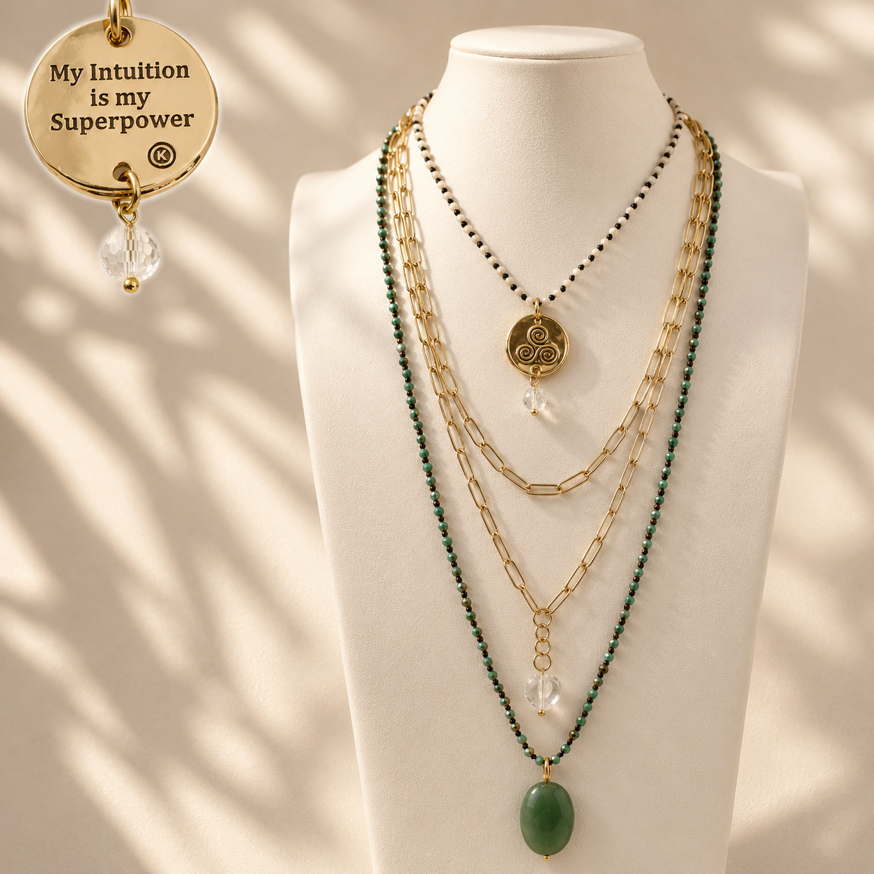 My Intuition Is My Superpower Triskelion Necklace Layering Set