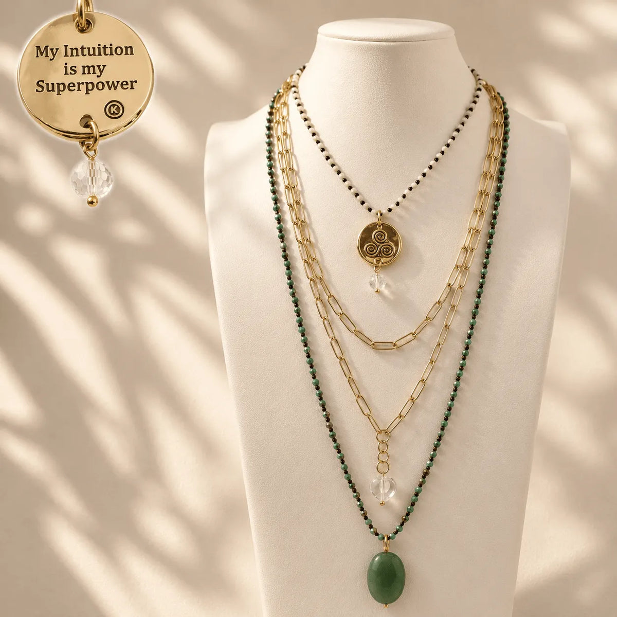 My Intuition Is My Superpower Triskelion Necklace Layering Set