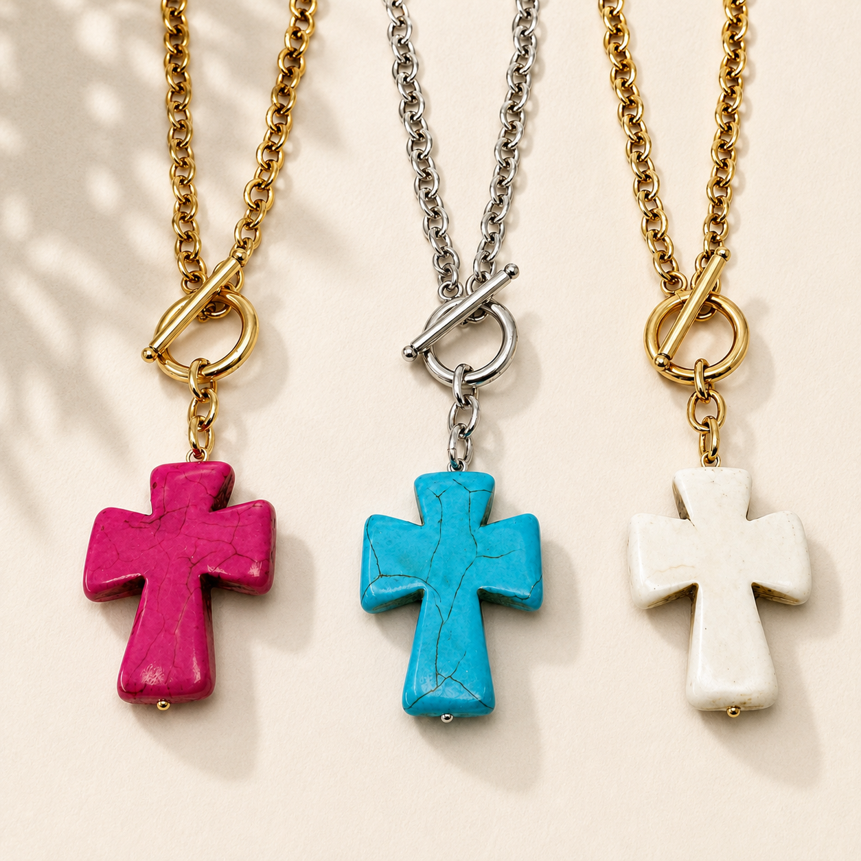 Howlite Cross Choker Necklace