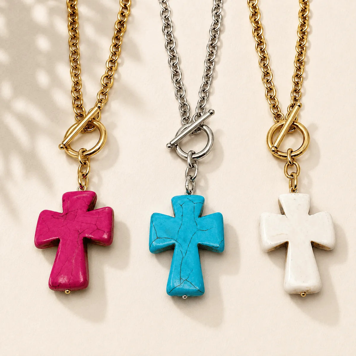 Howlite Cross Choker Necklace