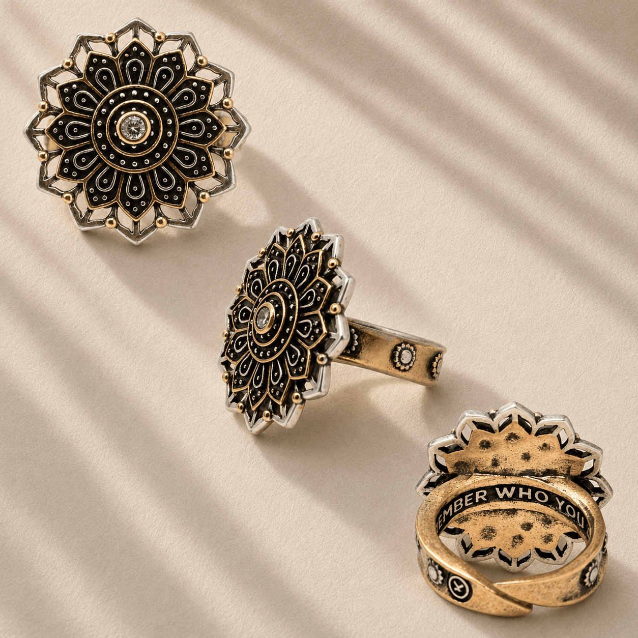Remember Who You Are Flower Mandala Ring