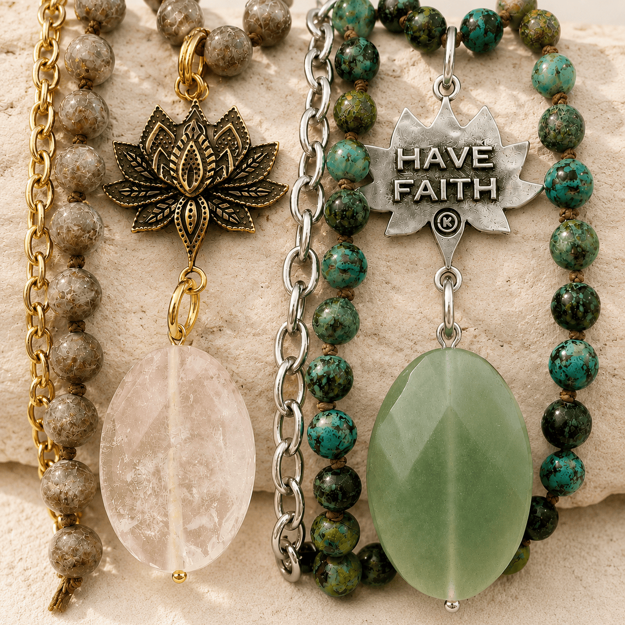 Have Faith Lotus Long Chain Fusion Necklace