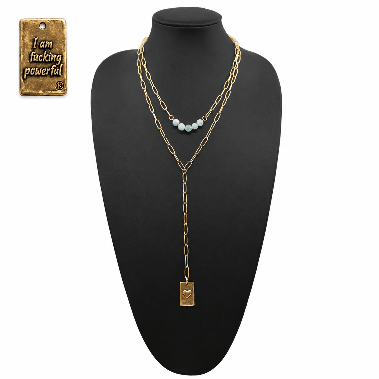 I Am F*cking Powerful Heart Lariat Necklace