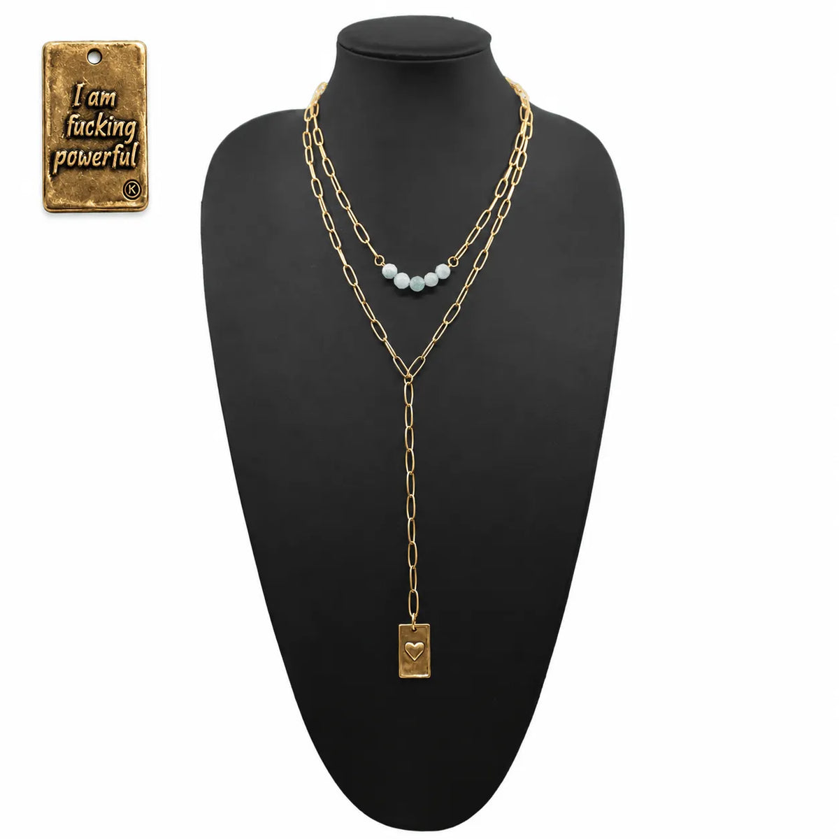 I Am F*cking Powerful Heart Lariat Necklace