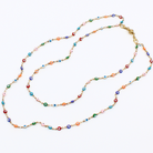 Colorful beaded necklace on a white background