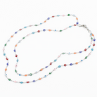 Colorful beaded necklace on a white background