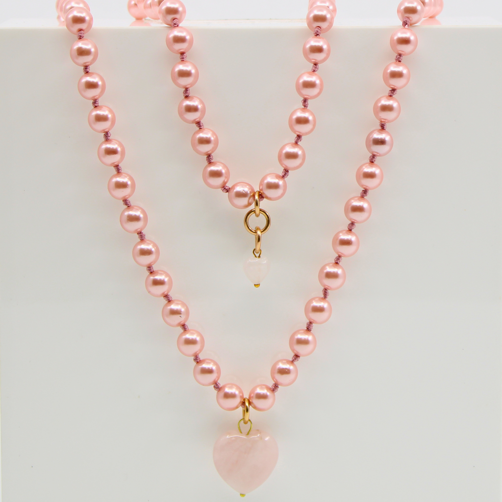 PINK PEARLS WITH GOLD FINISH